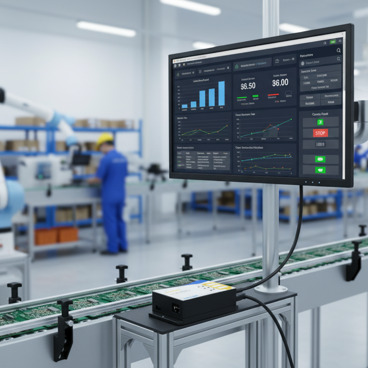 digital andon alert display in factory